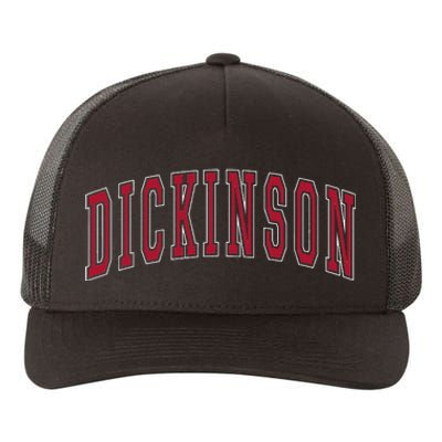 Dickinson North Dakota Souvenir College Style Red Text Yupoong Adult 5-Panel Trucker Hat