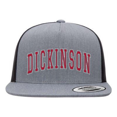 Dickinson North Dakota Souvenir College Style Red Text Flat Bill Trucker Hat