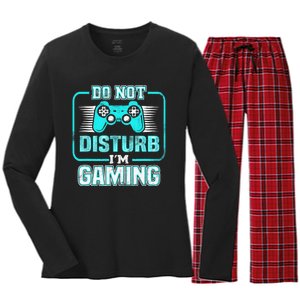 Do Not Disturb I'm Gaming Funny Gamer Video Games Boys Women's Long Sleeve Flannel Pajama Set 