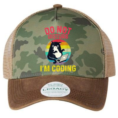 Do Not Disturb I’m Coding. Funny And Cute Cat Legacy Tie Dye Trucker Hat