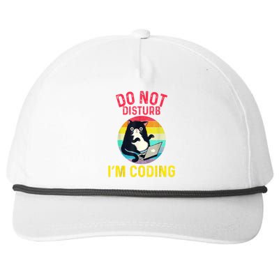 Do Not Disturb I’m Coding. Funny And Cute Cat Snapback Five-Panel Rope Hat