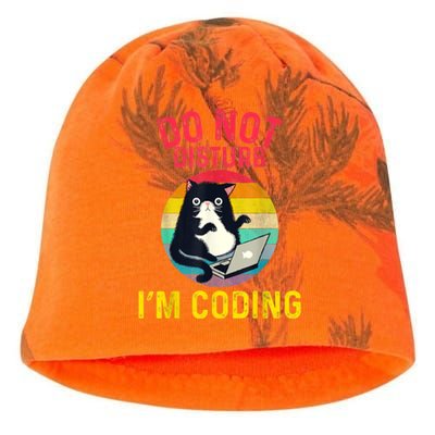 Do Not Disturb I’m Coding. Funny And Cute Cat Kati - Camo Knit Beanie