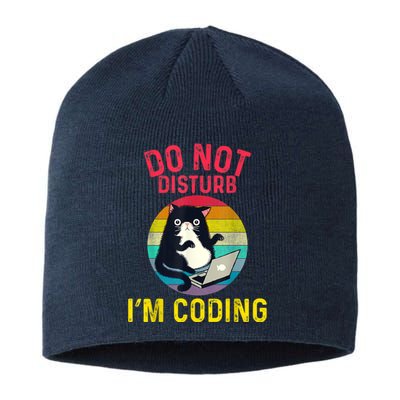 Do Not Disturb I’m Coding. Funny And Cute Cat Sustainable Beanie