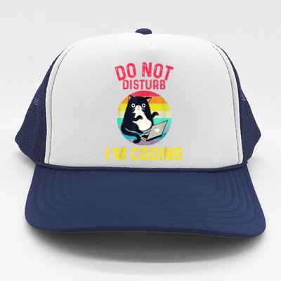 Do Not Disturb I’m Coding. Funny And Cute Cat Trucker Hat