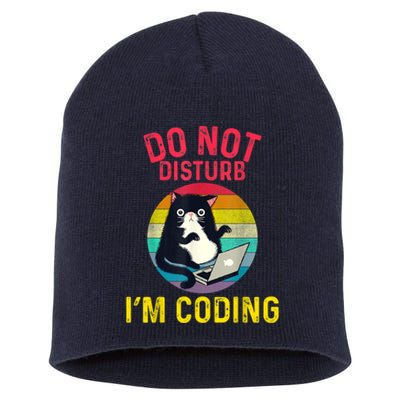 Do Not Disturb I’m Coding. Funny And Cute Cat Short Acrylic Beanie