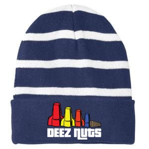 Deez Nuts Electrician Funny For Women Gift Striped Beanie with Solid Band