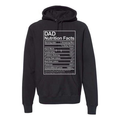 Dad Nutrition Facts Funny Sweet Thoughtful Cool Father's Day Premium Hoodie