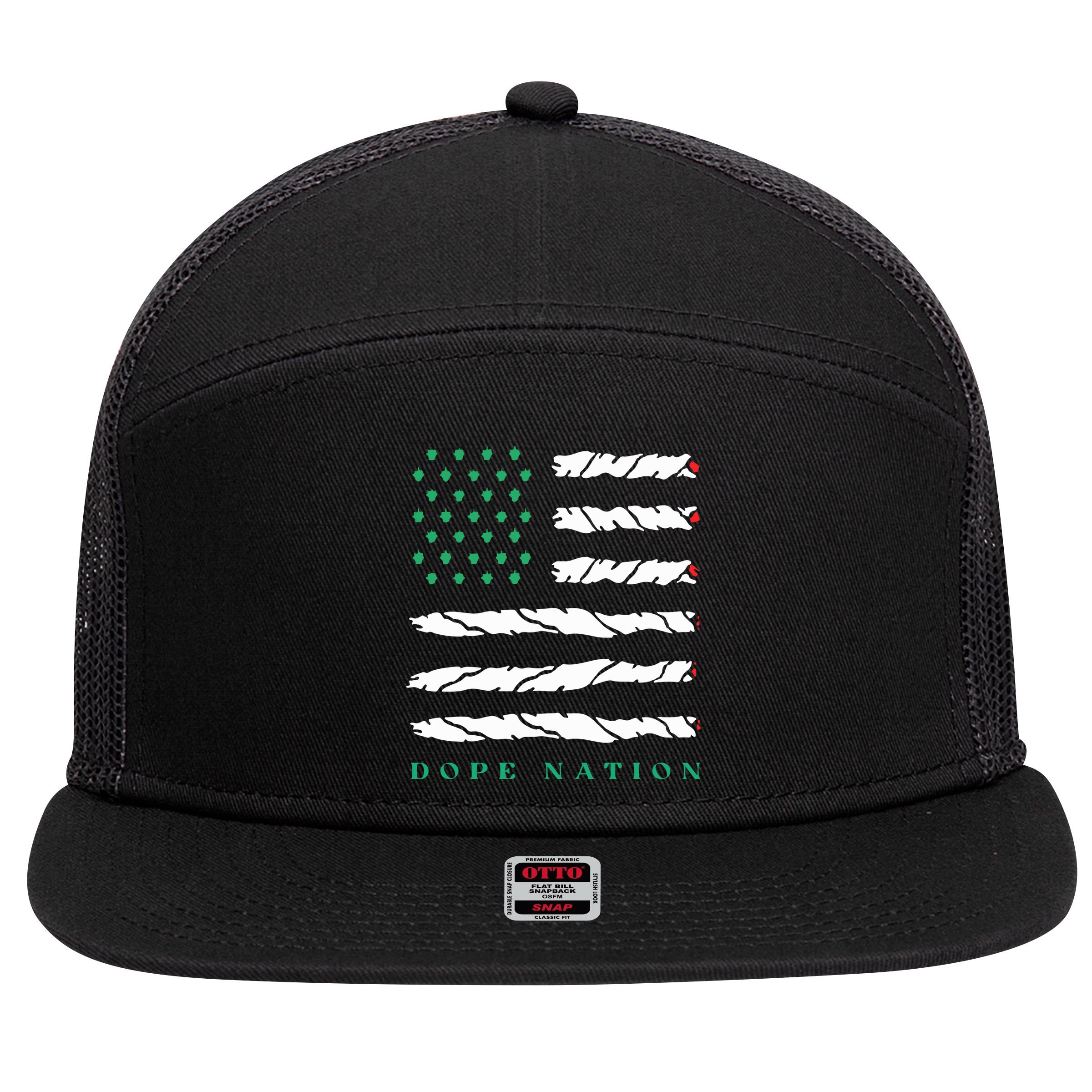 Dope Nation Flag Marijuana 420 Leaf Weed Weed Day Cannabis Funny 7 Panel Mesh Trucker Snapback Hat