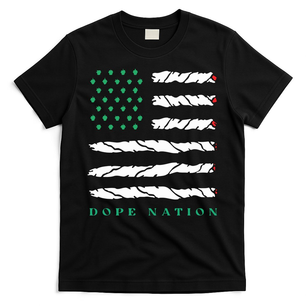 Dope Nation Flag Marijuana 420 Leaf Weed Weed Day Cannabis Funny T-Shirt