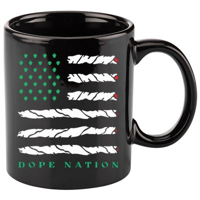 Dope Nation Flag Marijuana 420 Leaf Weed Weed Day Cannabis Funny 11oz C Handle Ceramic Mug