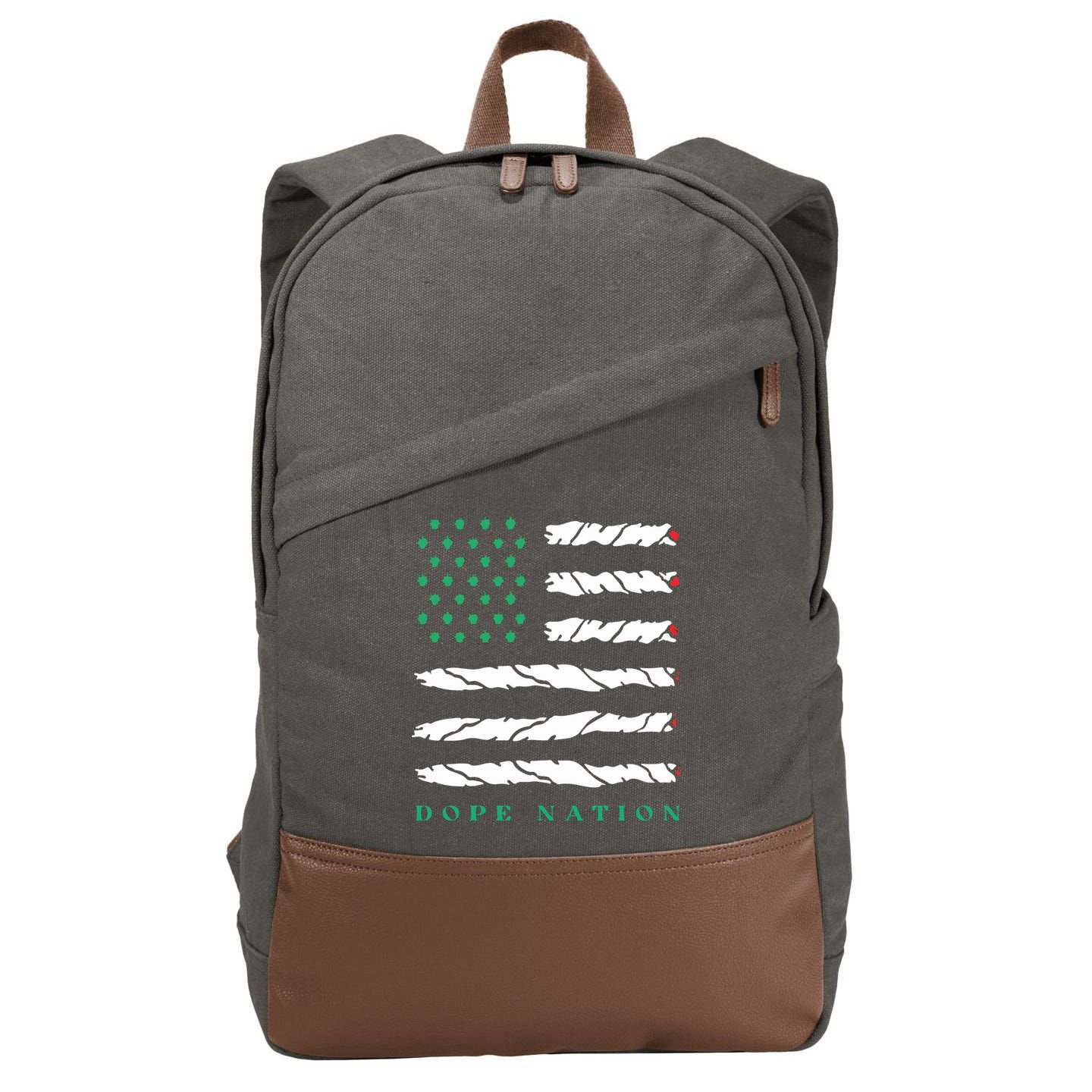 Dope Nation Flag Marijuana 420 Leaf Weed Weed Day Cannabis Funny Cotton Canvas Backpack