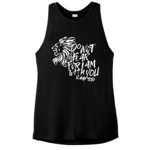 Do Not Fear For I Am With You Isaiah 4110 Bible Verse Lion Ladies PosiCharge Tri-Blend Wicking Tank