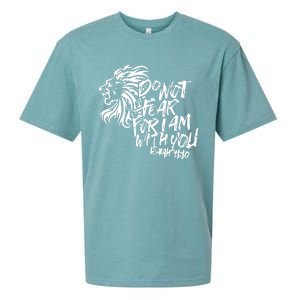 Do Not Fear For I Am With You Isaiah 4110 Bible Verse Lion Sueded Cloud Jersey T-Shirt