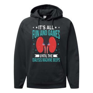 Dialysis Nurse Funny Dialysis Technician Performance Fleece Hoodie