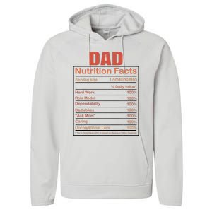 Dad Nutrition Facts Funny Humorous Dad Quote For Fathers Day Performance Fleece Hoodie