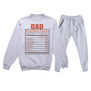 Dad Nutrition Facts Funny Humorous Dad Quote For Fathers Day Premium Crewneck Sweatsuit Set