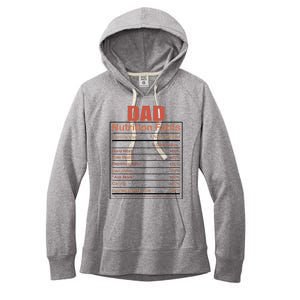 Dad Nutrition Facts Funny Humorous Dad Quote For Fathers Day Women's Fleece Hoodie