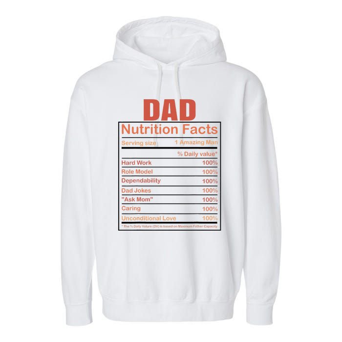 Dad Nutrition Facts Funny Humorous Dad Quote For Fathers Day Garment-Dyed Fleece Hoodie