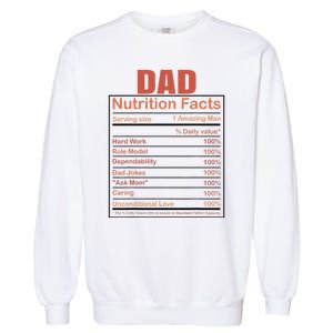 Dad Nutrition Facts Funny Humorous Dad Quote For Fathers Day Garment-Dyed Sweatshirt