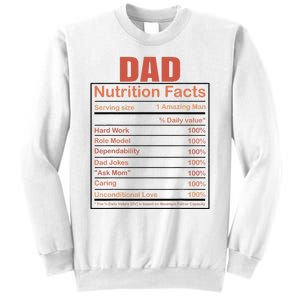 Dad Nutrition Facts Funny Humorous Dad Quote For Fathers Day Sweatshirt