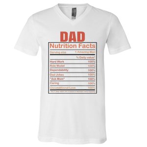 Dad Nutrition Facts Funny Humorous Dad Quote For Fathers Day V-Neck T-Shirt