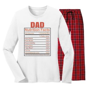 Dad Nutrition Facts Funny Humorous Dad Quote For Fathers Day Women's Long Sleeve Flannel Pajama Set 