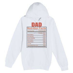 Dad Nutrition Facts Funny Humorous Dad Quote For Fathers Day Premium Pullover Hoodie