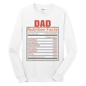 Dad Nutrition Facts Funny Humorous Dad Quote For Fathers Day Tall Long Sleeve T-Shirt