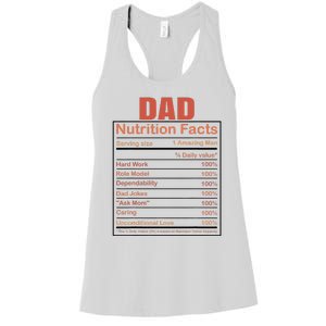 Dad Nutrition Facts Funny Humorous Dad Quote For Fathers Day Women's Racerback Tank