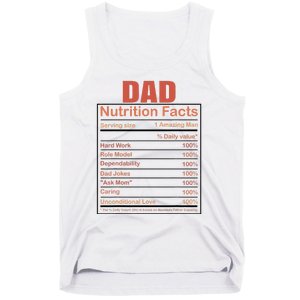 Dad Nutrition Facts Funny Humorous Dad Quote For Fathers Day Tank Top