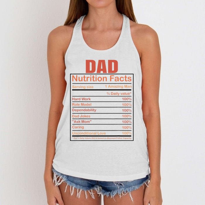 Dad Nutrition Facts Funny Humorous Dad Quote For Fathers Day Women's Knotted Racerback Tank