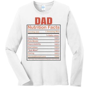 Dad Nutrition Facts Funny Humorous Dad Quote For Fathers Day Ladies Long Sleeve Shirt