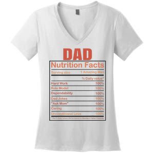 Dad Nutrition Facts Funny Humorous Dad Quote For Fathers Day Women's V-Neck T-Shirt