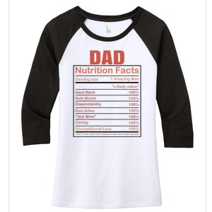 Dad Nutrition Facts Funny Humorous Dad Quote For Fathers Day Women's Tri-Blend 3/4-Sleeve Raglan Shirt