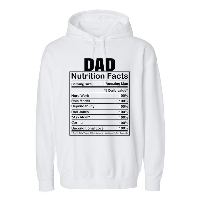 Dad Nutrition Facts Funny Humorous Dad Quote For Fathers Day Garment-Dyed Fleece Hoodie