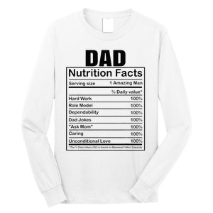 Dad Nutrition Facts Funny Humorous Dad Quote For Fathers Day Long Sleeve Shirt