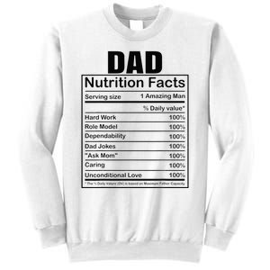 Dad Nutrition Facts Funny Humorous Dad Quote For Fathers Day Sweatshirt