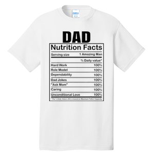 Dad Nutrition Facts Funny Humorous Dad Quote For Fathers Day Tall T-Shirt