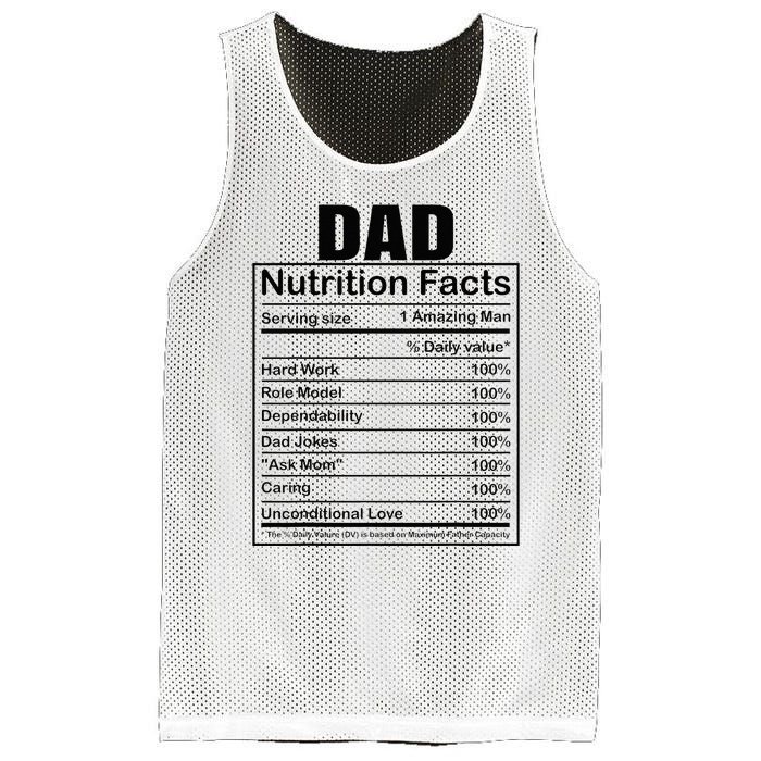 Dad Nutrition Facts Funny Humorous Dad Quote For Fathers Day Mesh Reversible Basketball Jersey Tank