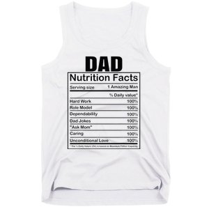 Dad Nutrition Facts Funny Humorous Dad Quote For Fathers Day Tank Top