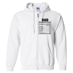 Dad Nutrition Facts Funny Humorous Dad Quote For Fathers Day Full Zip Hoodie