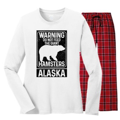 Do Not Feed The Giant Hamsters Grizzly Bear Funny Alaska Women's Long Sleeve Flannel Pajama Set 