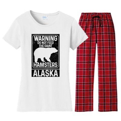 Do Not Feed The Giant Hamsters Grizzly Bear Funny Alaska Women's Flannel Pajama Set