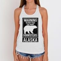 Do Not Feed The Giant Hamsters Grizzly Bear Funny Alaska Women's Knotted Racerback Tank