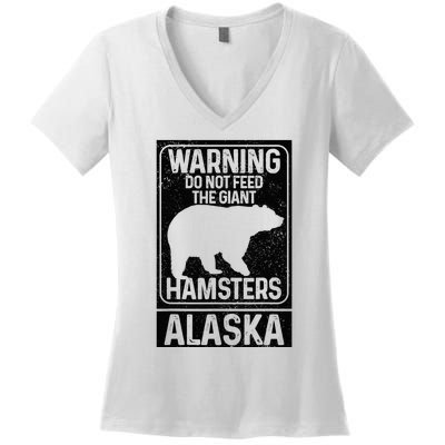 Do Not Feed The Giant Hamsters Grizzly Bear Funny Alaska Women's V-Neck T-Shirt