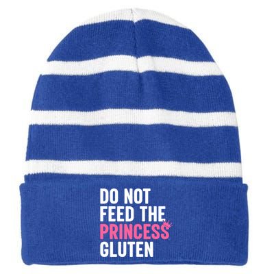 Do Not Feed The Princess Gluten Funny Striped Beanie with Solid Band