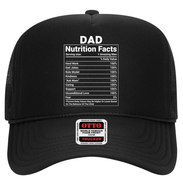 Dad Nutrition Facts High Crown Mesh Back Trucker Hat