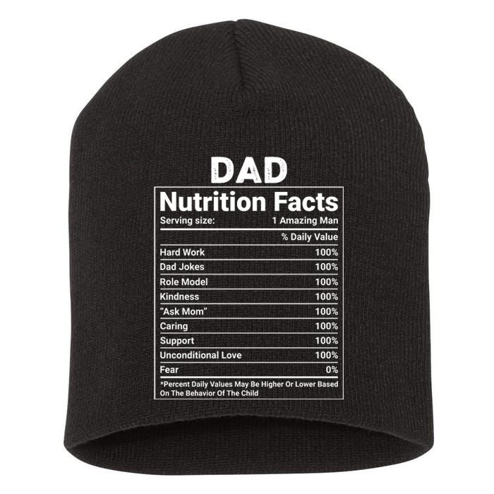 Dad Nutrition Facts Short Acrylic Beanie