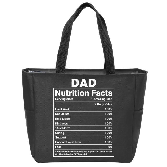 Dad Nutrition Facts Zip Tote Bag