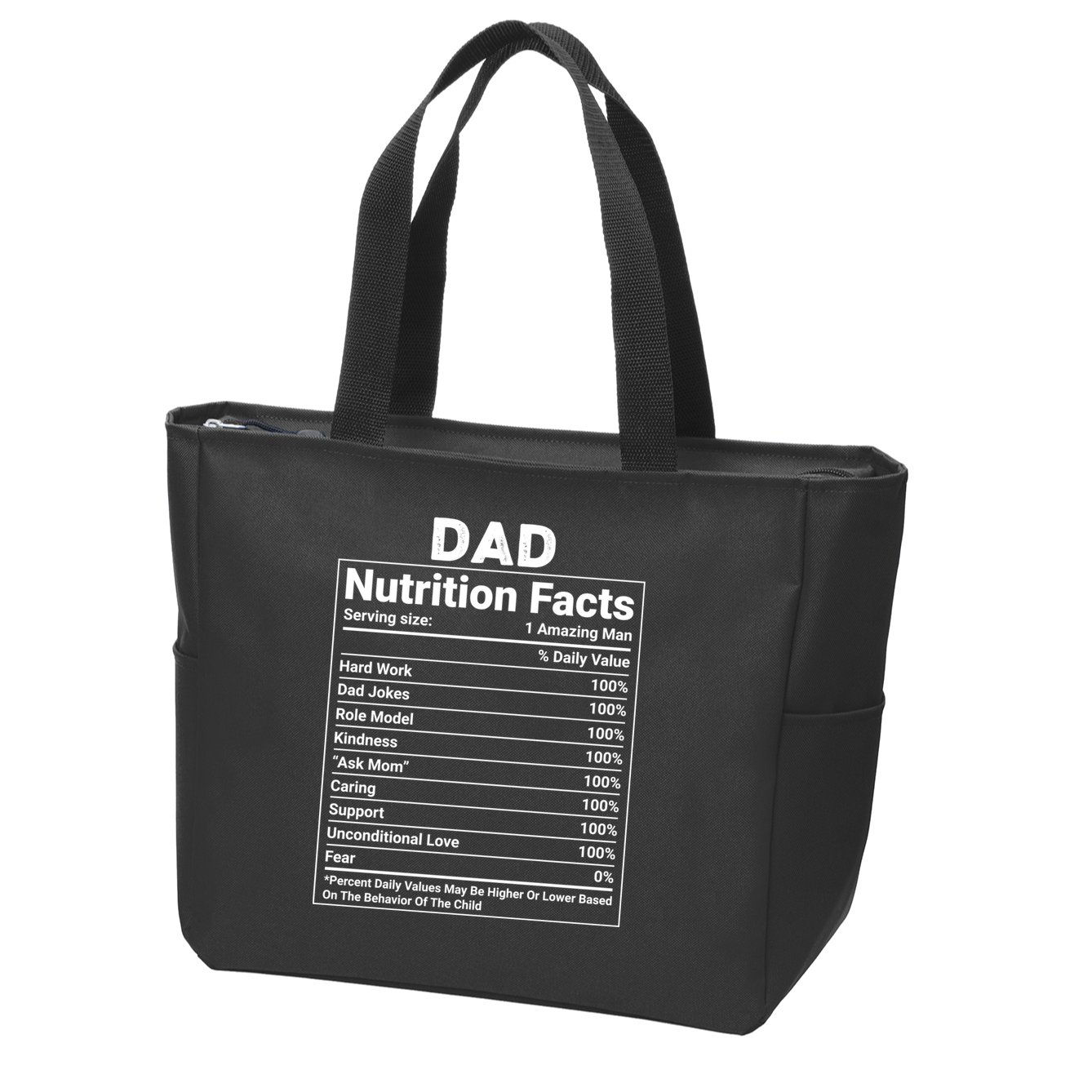 Dad Nutrition Facts Zip Tote Bag